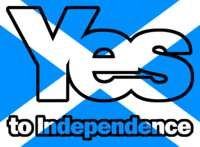 Yes Scotland Logo: black outline on Saltire